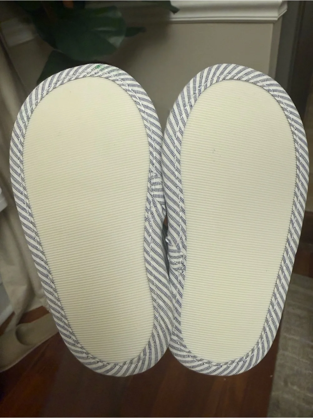 Mango Kids Blue and White Striped Slip-On Slippers